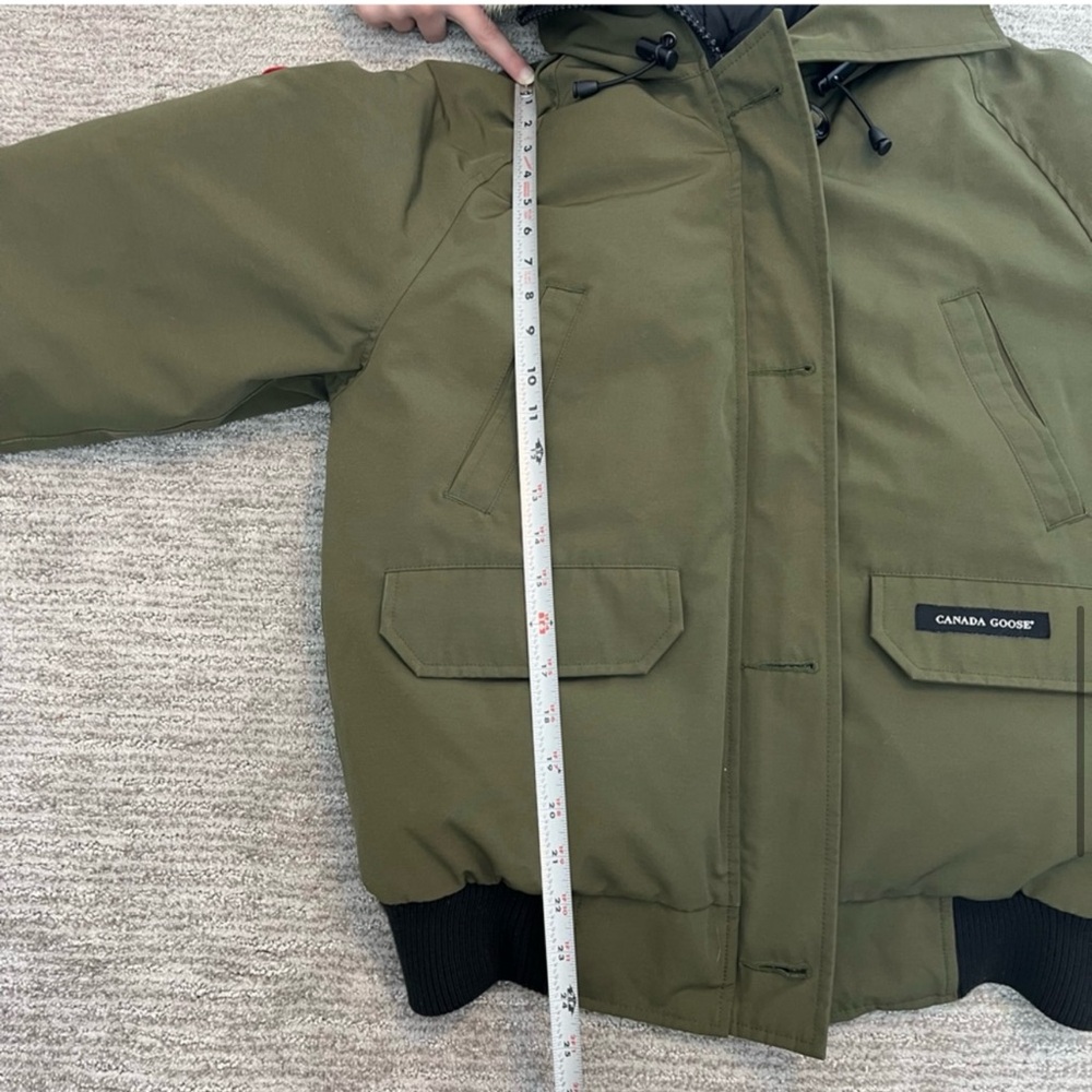 Canada Goose Olive Green Bomber Jacket with Fur Trim - Picture 6 of 7